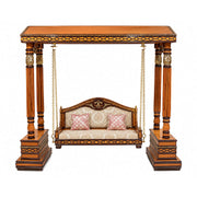 Antique wooden swing with beige cushions | qivly:v1:h:c567a2c7ef1ecde379ceeef46a9ecacb