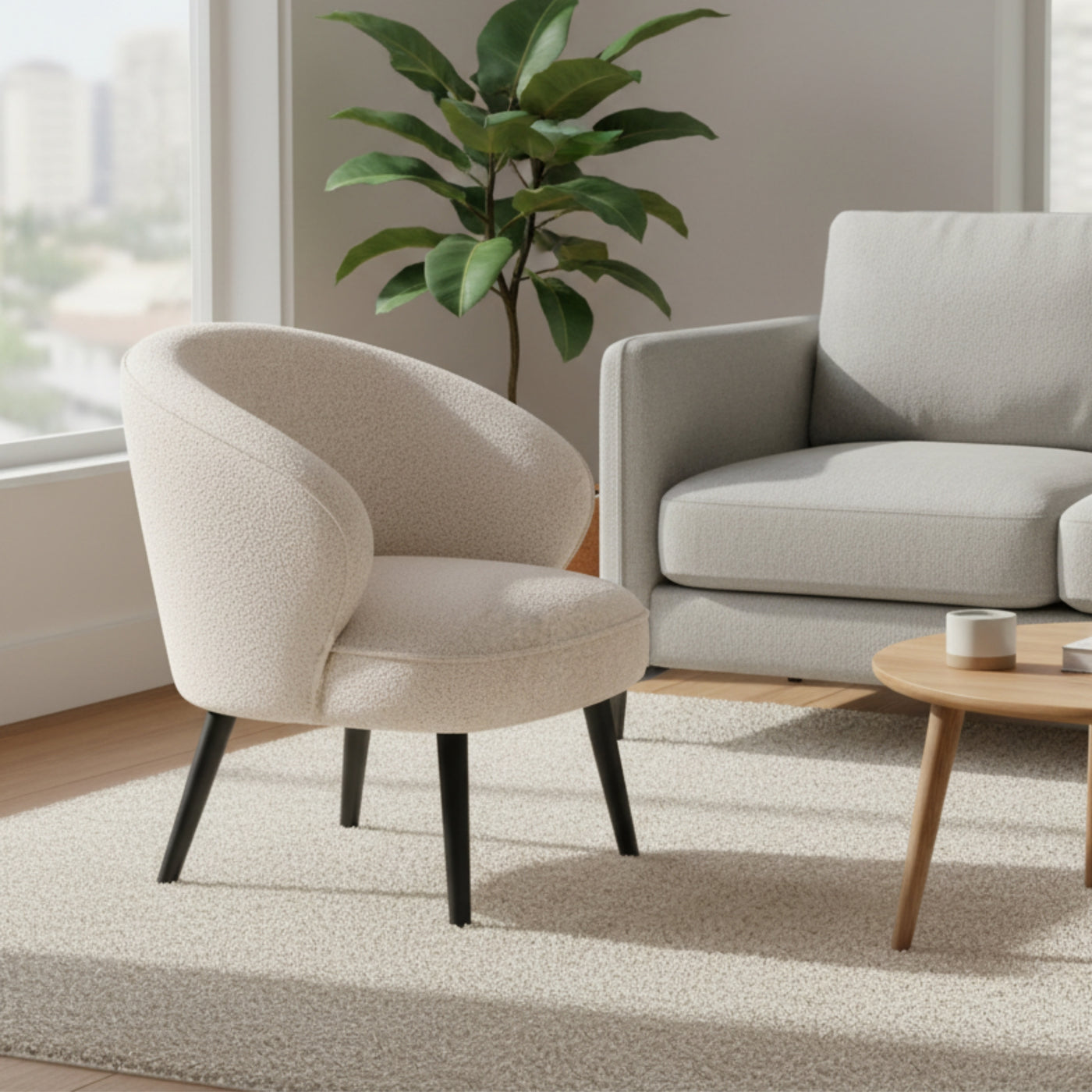 Leisure Chair TY052 - Upholstered Fabric Accent Chair with SS Base