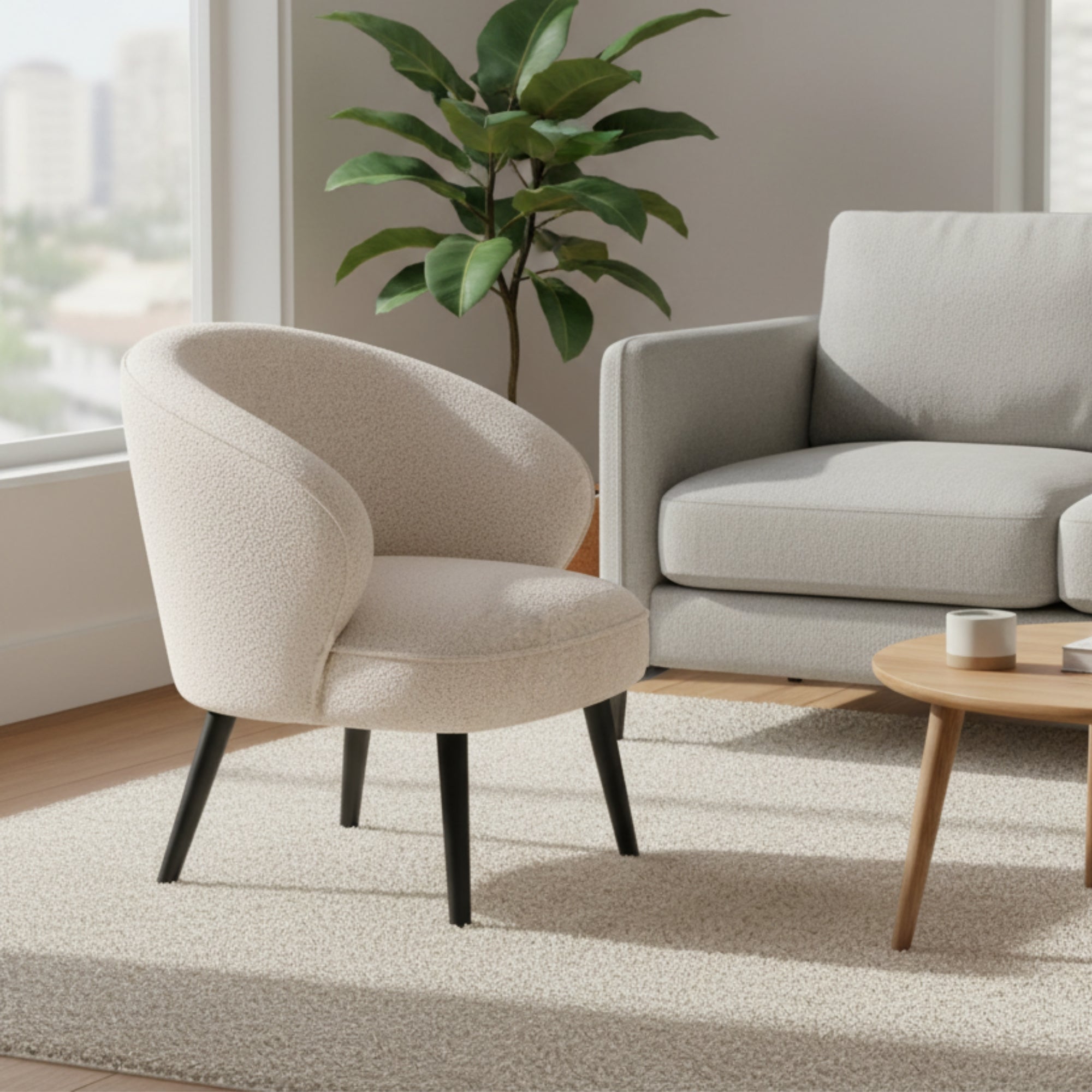 Leisure Chair TY052 - Upholstered Fabric Accent Chair with SS Base