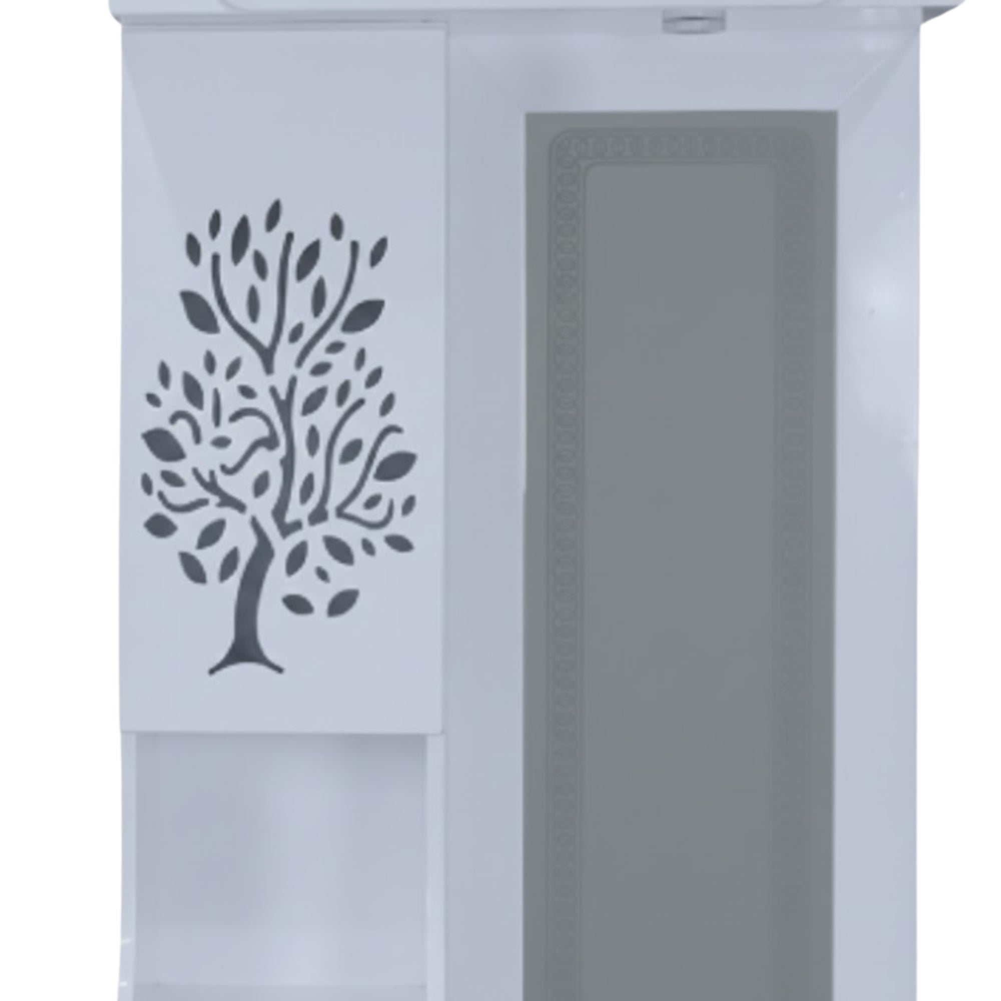 Floral Dressing Table  Glossy White Dressing Unit with Mirror & Storage