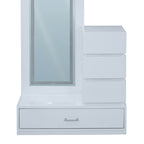 Vision Glossy White Dressing Table – Full-Length Vanity with Drawers & Shelves