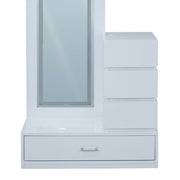 Vision Glossy White Dressing Table  Full-Length Vanity with Drawers & Shelves