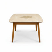 U1 marble top dining table, end view