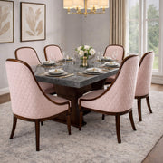 Seagull Marble 6-Seater Dining Table Set  Solid Wood Luxury Dining Furniture