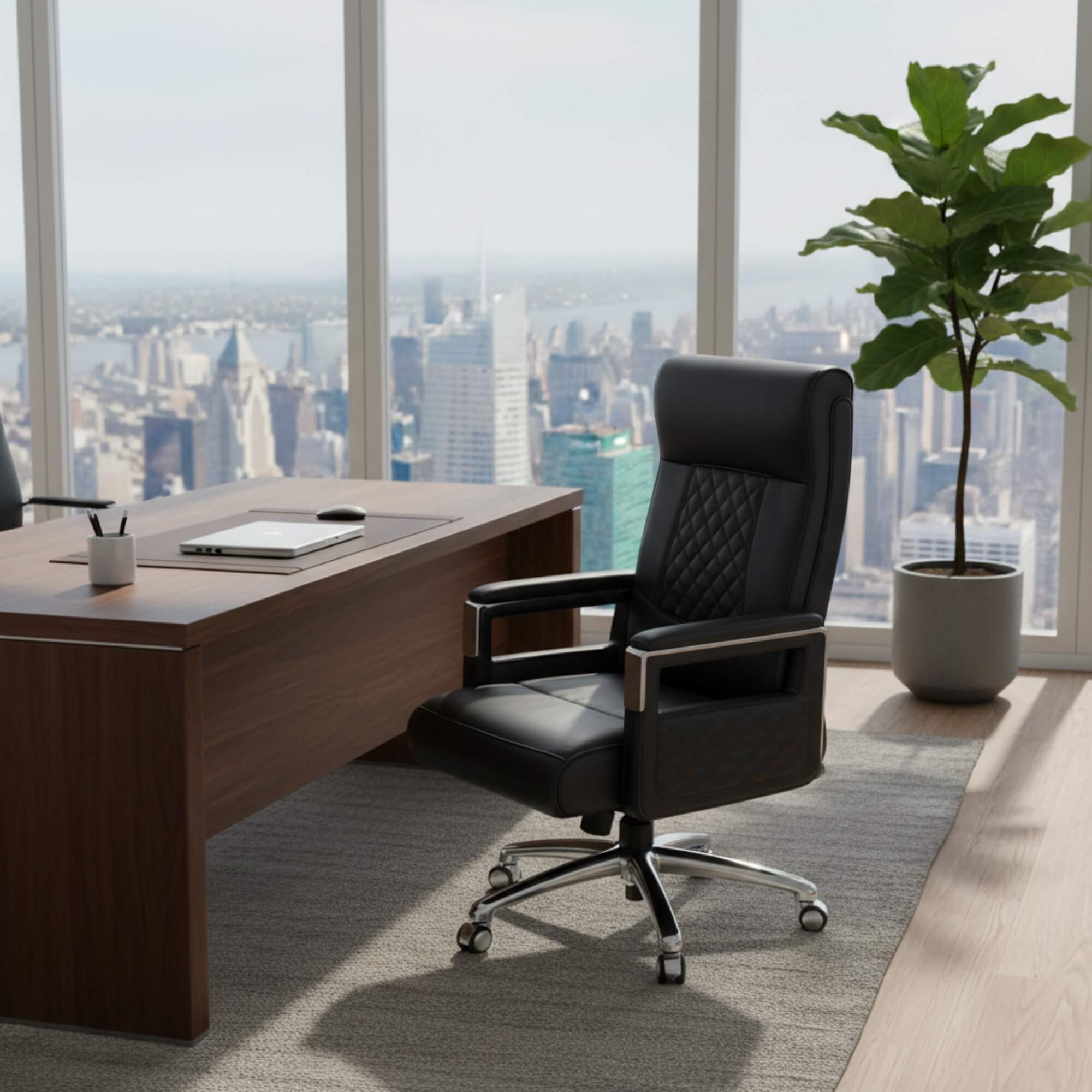Eezy Office Chair 758  Modern Leatherette Office Chair with SS Base