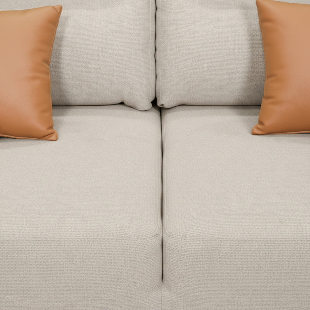 Compass Grey & Tan 3-Seater Fabric Sofa - Adjustable Backrest for Flexible Co