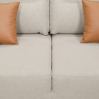 Compass Grey & Tan 3-Seater Fabric Sofa - Adjustable Backrest for Flexible Co