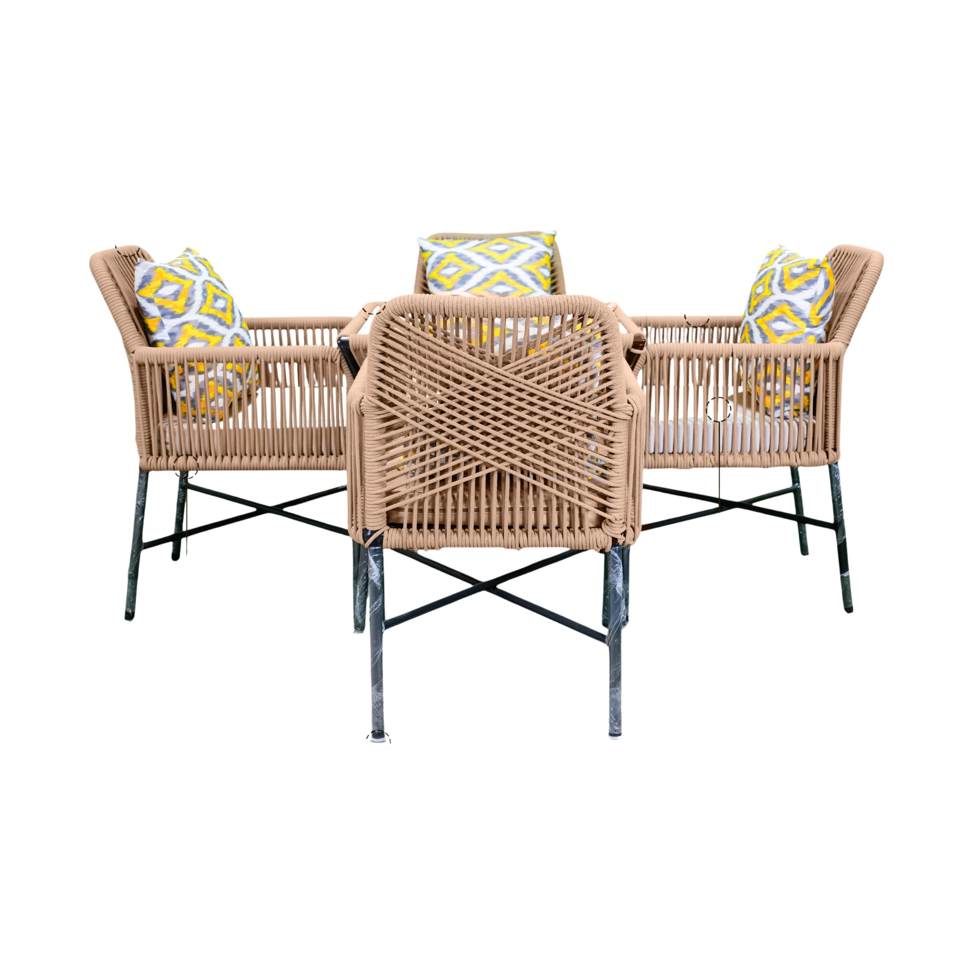 Garden Set RS5 - 4 Chairs with Glass Top Outdoor Table