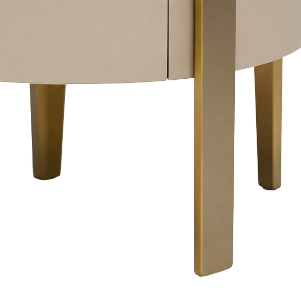 Rustic Night Stand – Textured Finish with Gold Accent Frame