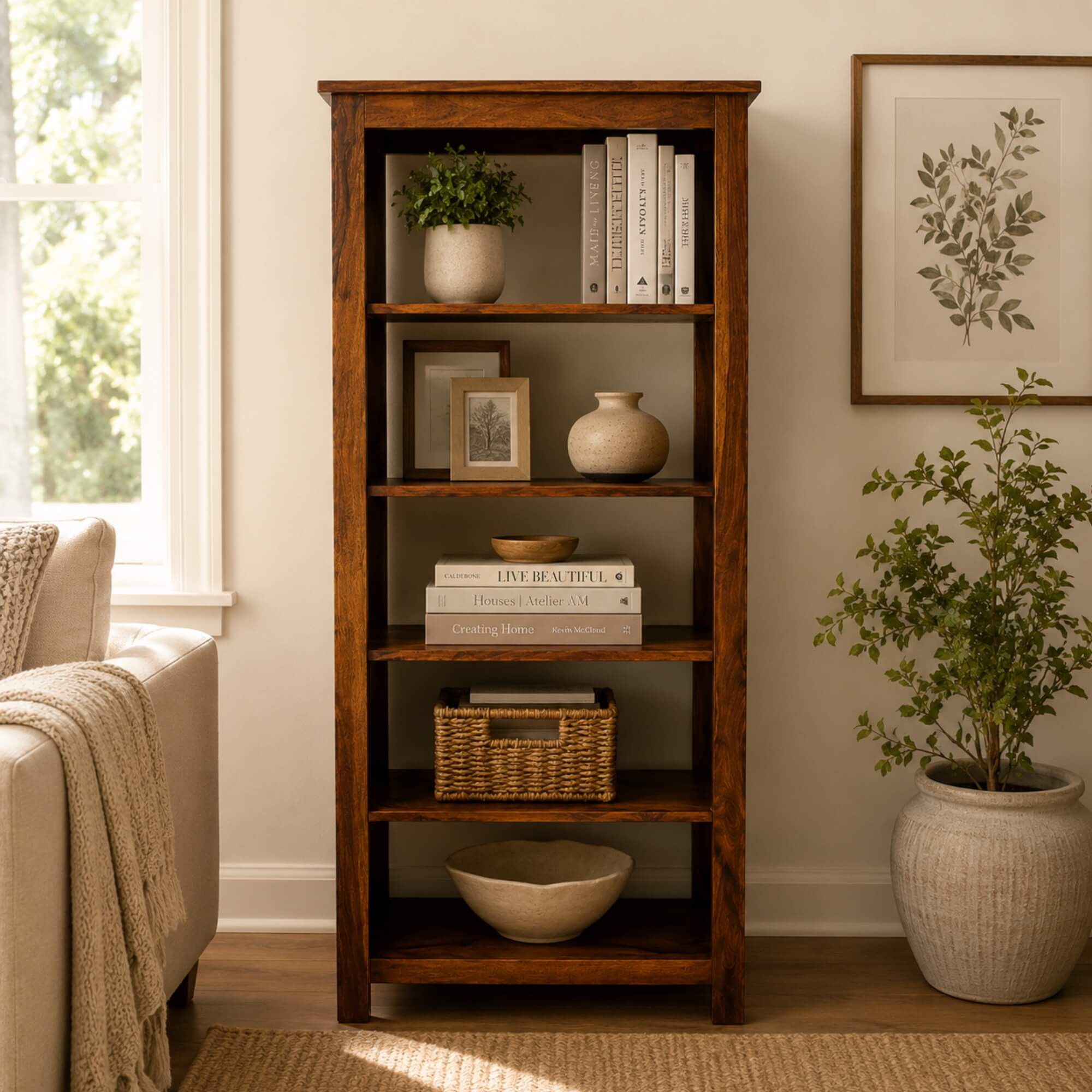 Gulabo Bookshelf- Elegant Wooden Shelf for Stylish Storage and Display