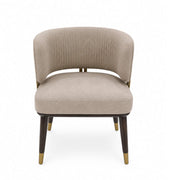 Spike taupe upholstered tub dining chair, front view