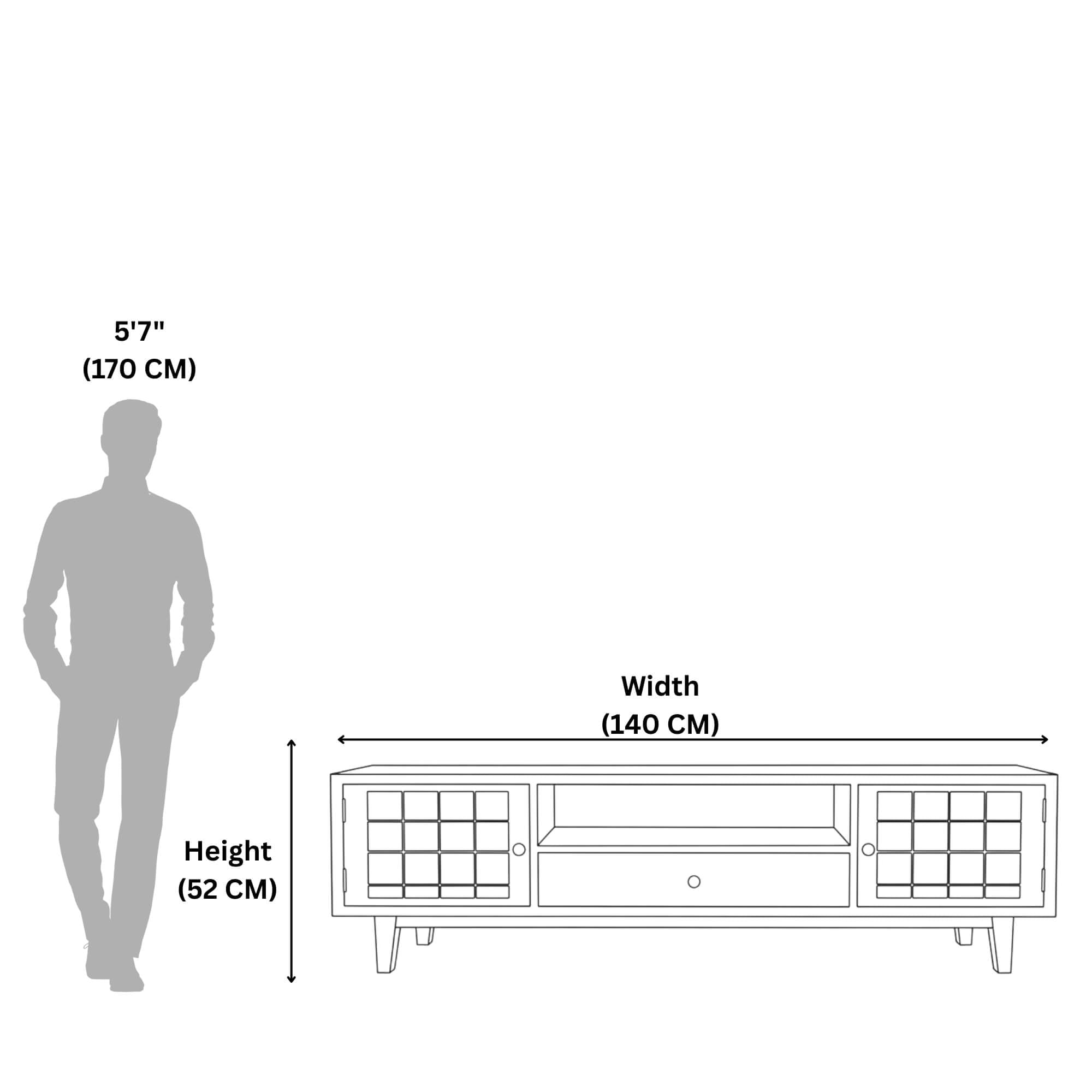 Diamond TV Unit  Solid Wood Entertainment Unit with Storage