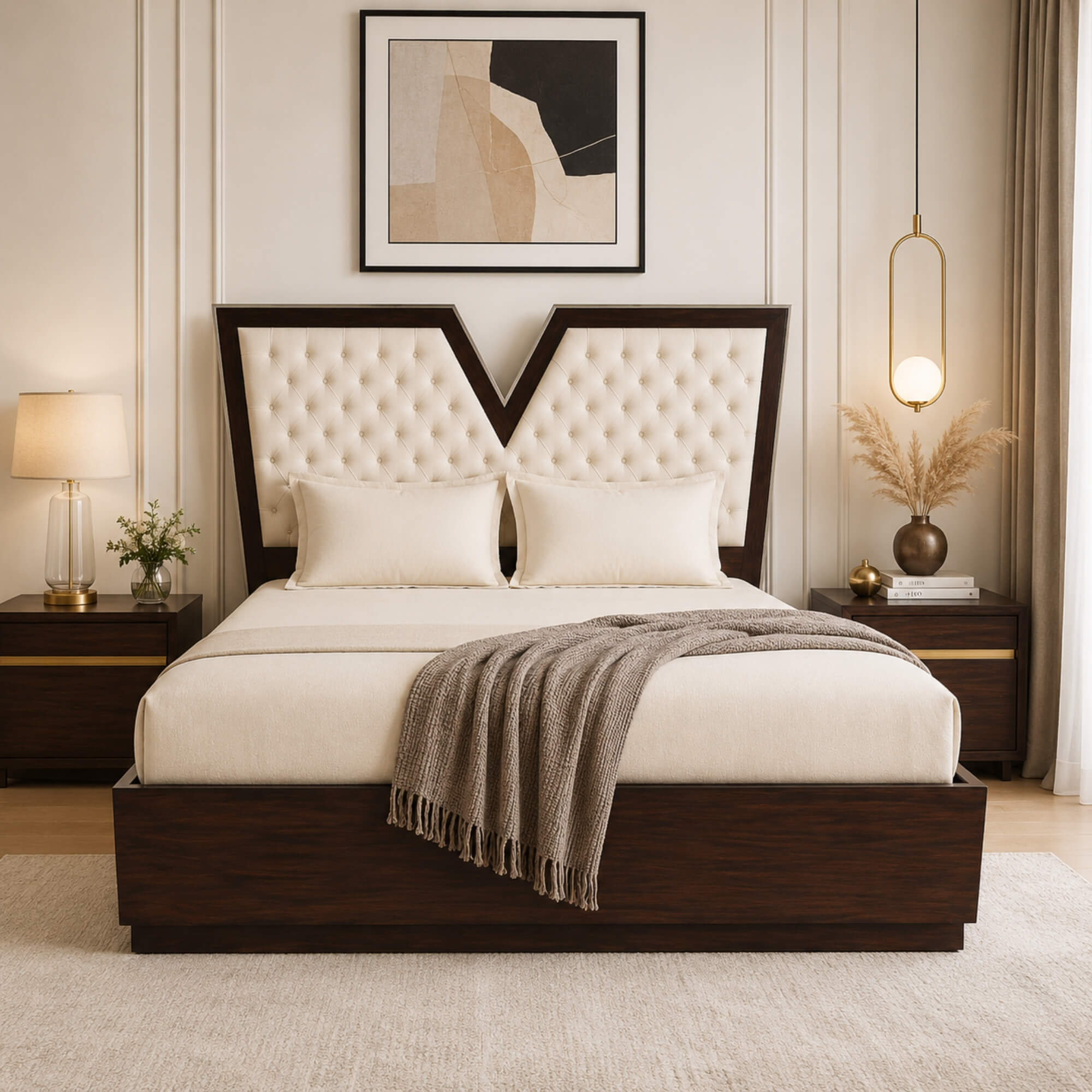 Tucain King Bed with Hydraulic Storage – Modern Geometry with Plush Comfort