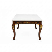Bisaco marble dining table, end view
