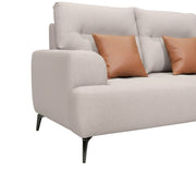 Gray sofa with brown cushions on a white background