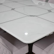 Marble 6-Seater Dining Table Set with Urban Chairs  Solid Wood & Marble