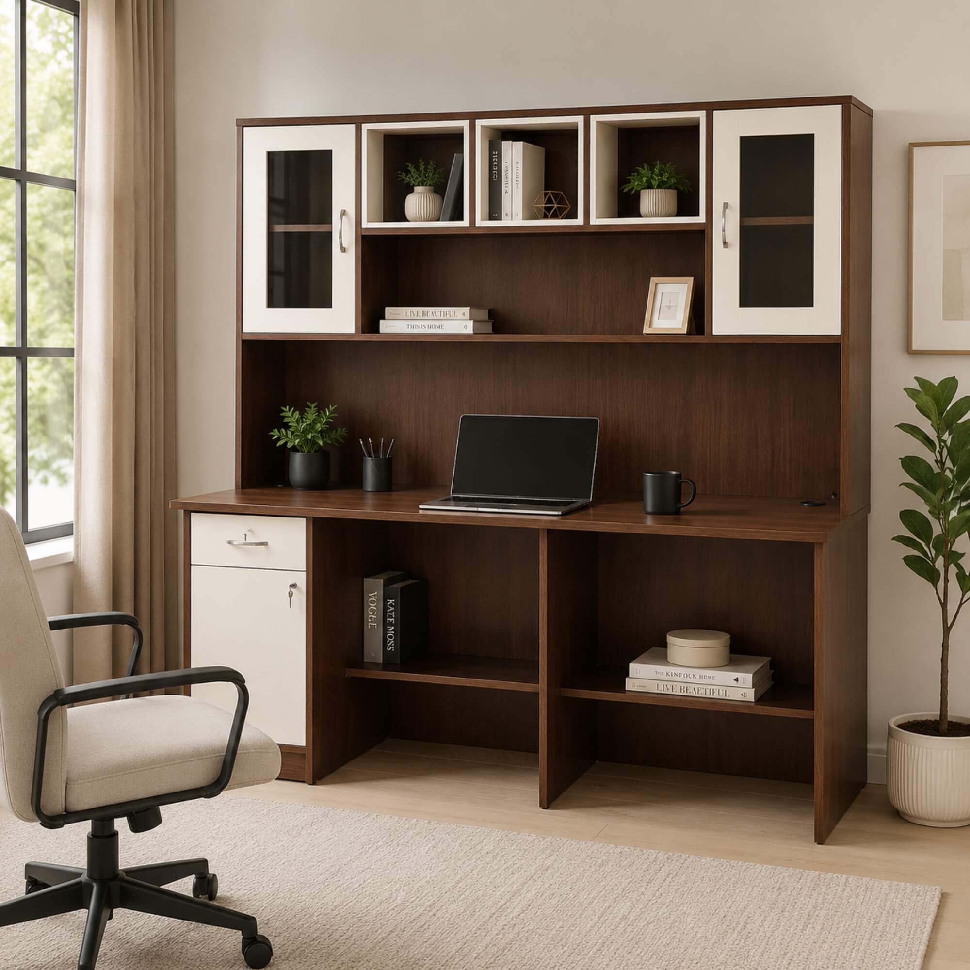 Alina Study Table 7x5- Spacious Two-Seater Study Desk