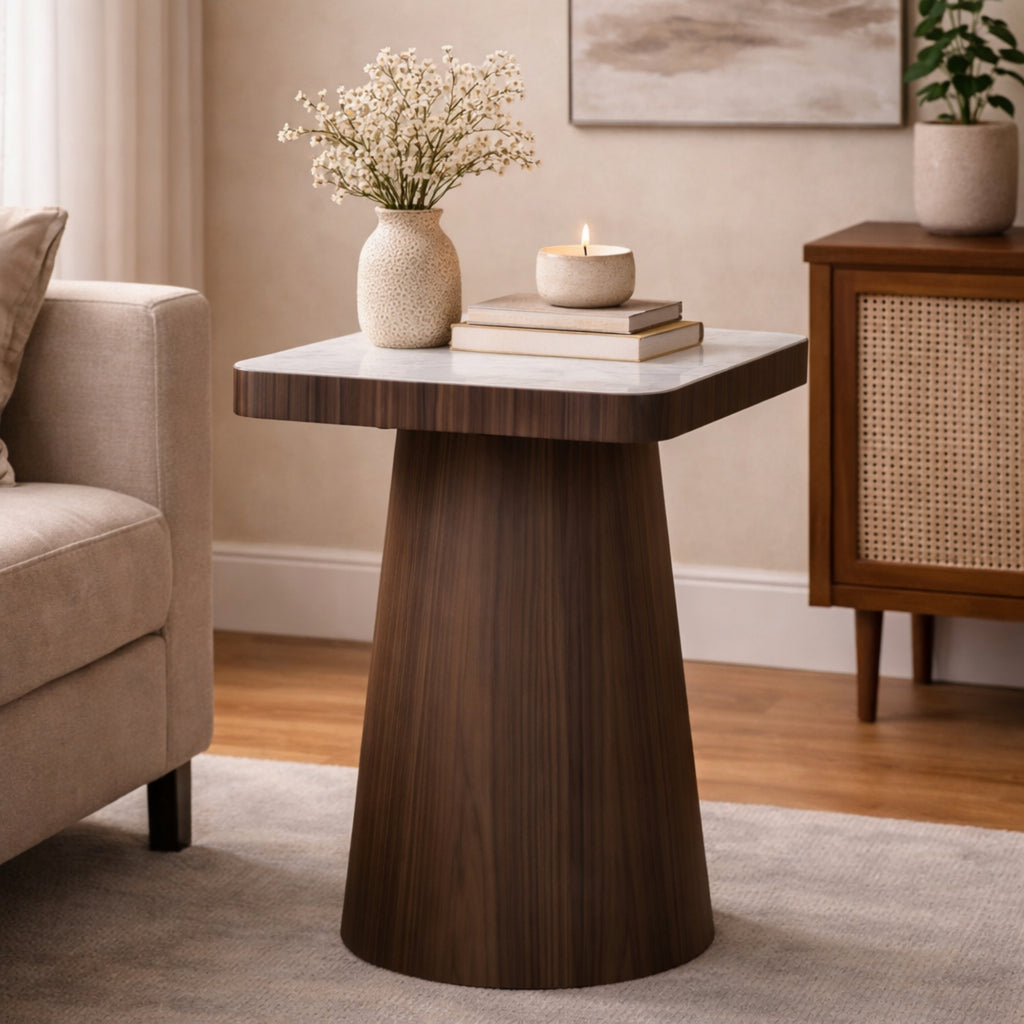 N464B End Table  Walnut Solid Wood Side Table for Modern Living