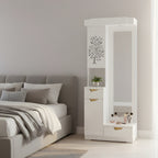 Floral Dressing Table  Glossy White Dressing Unit with Mirror & Storage