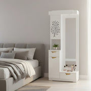 Floral Dressing Table  Glossy White Dressing Unit with Mirror & Storage