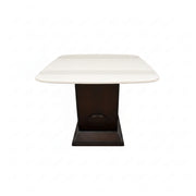 Conch marble dining table, end view