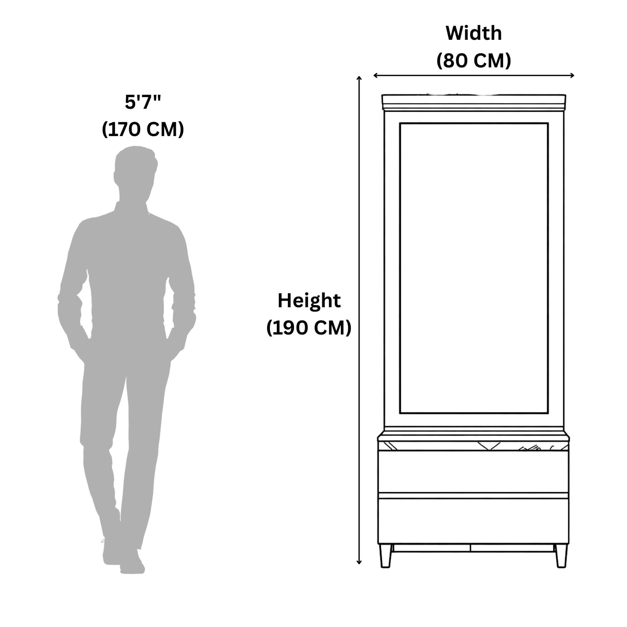 Pacific Dressing Table’s dimensions are illustrated so that you can estimate how much space it will occupy in your room.