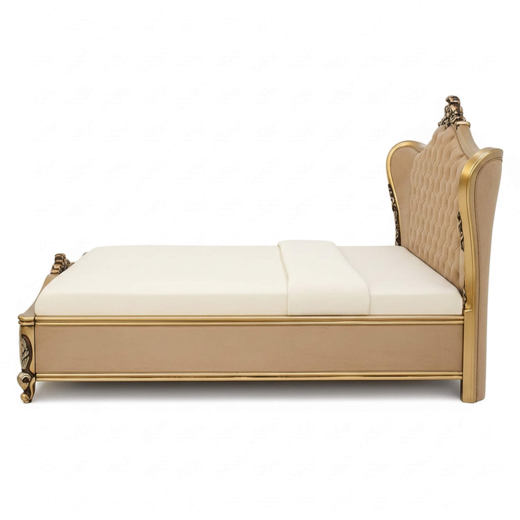 Harmony Carvin King Bed with Storage – Ornate Craftsmanship with Grand Comfort