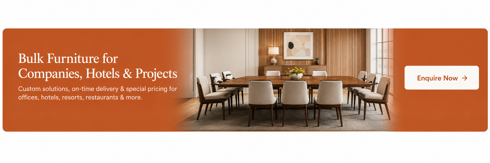 Bulk furniture for companies, hotels and projects