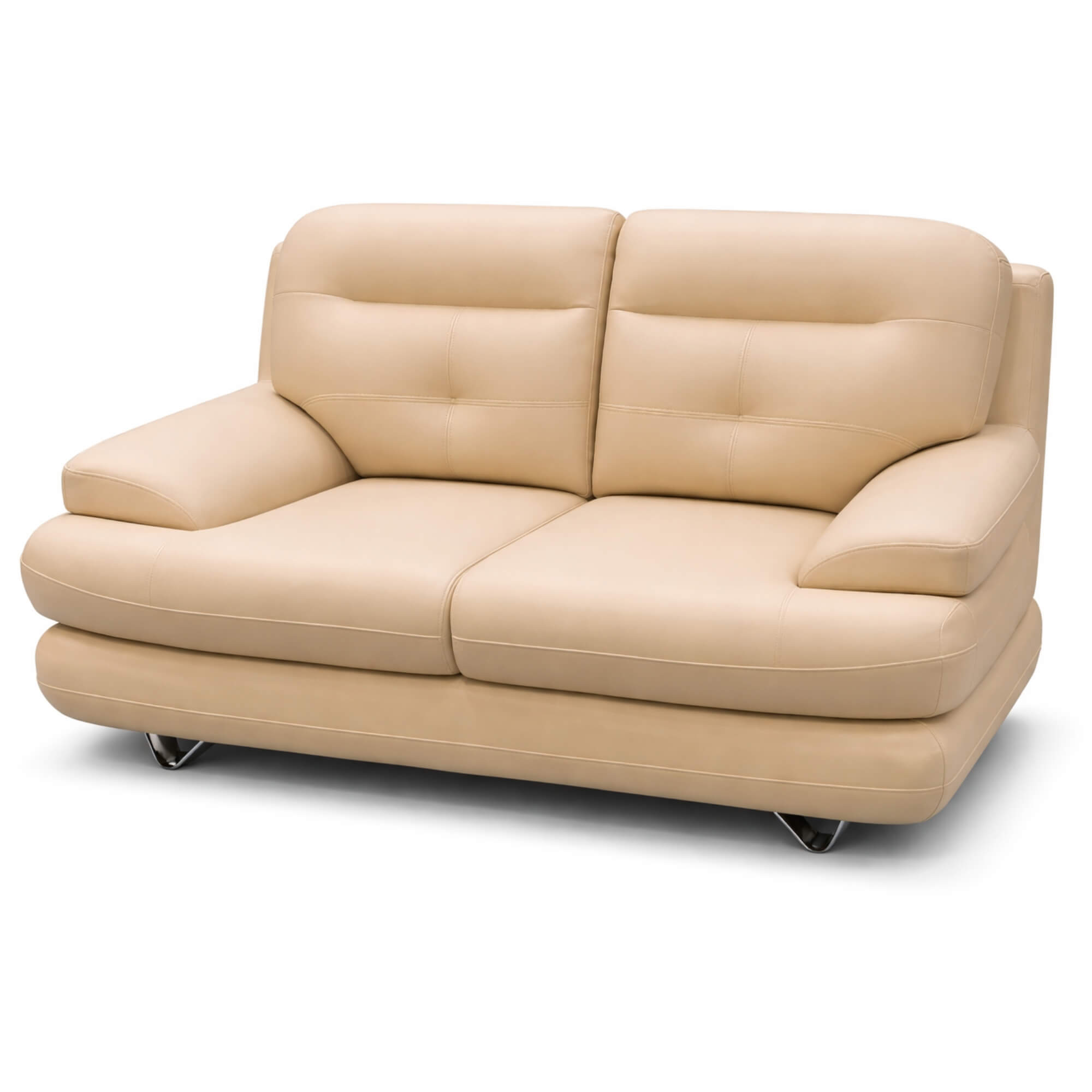 Dublin 2-Seater Leatherette Sofa highlights smooth leatherette finish, supportive back cushions and sophisticated silhouette.