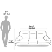 Dublin 3 Seater Sofa’s measurements are depicted to assess the space planning.