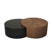  HT38 Coffee Table Set of 2’s top surfaces of both tables are exhibited to highlight the wood grain pattern on the walnut section.