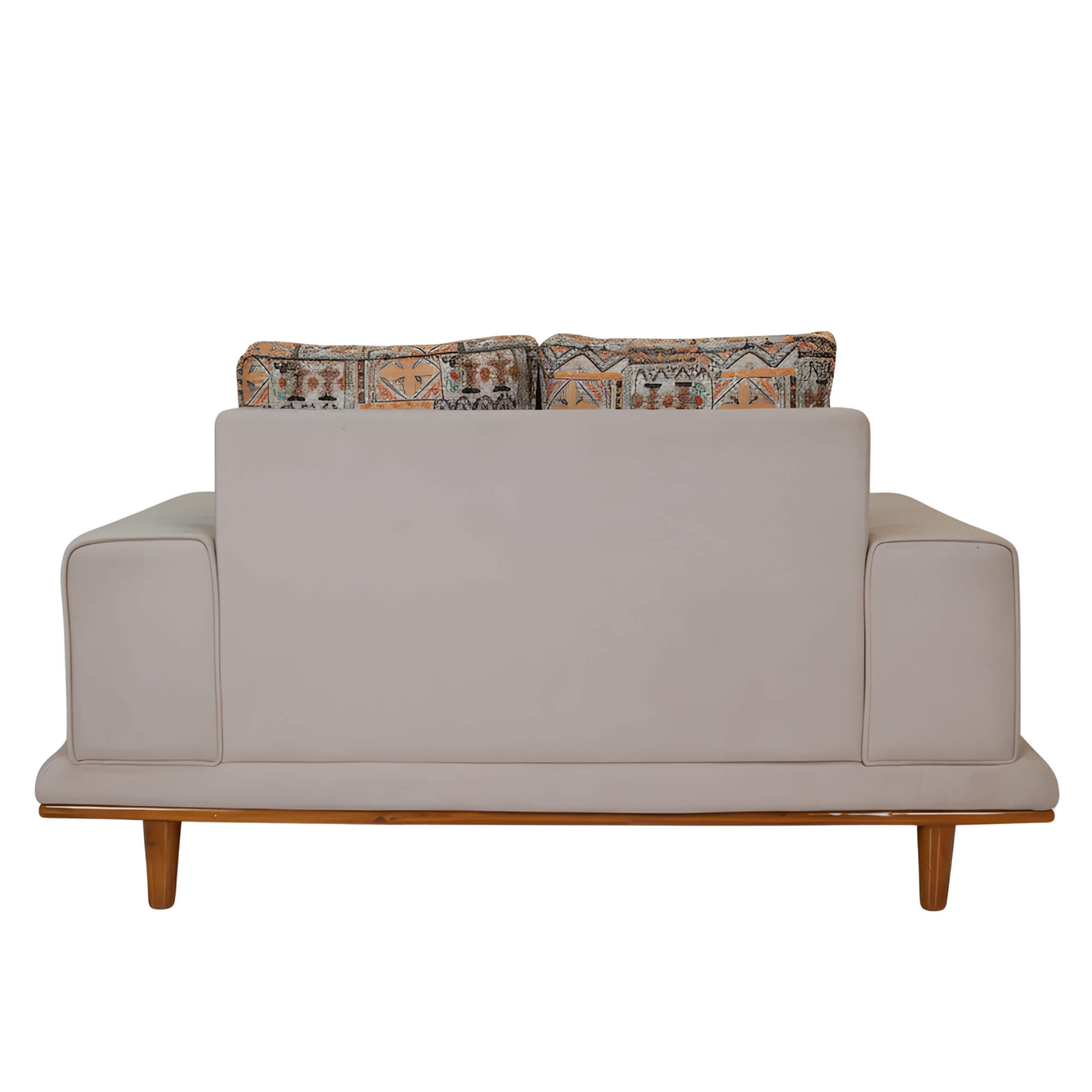  Lavish 2 Seater Sofa’s premium and elegant fabric upholstery and stitching are being shown which features sofa’s durability.
