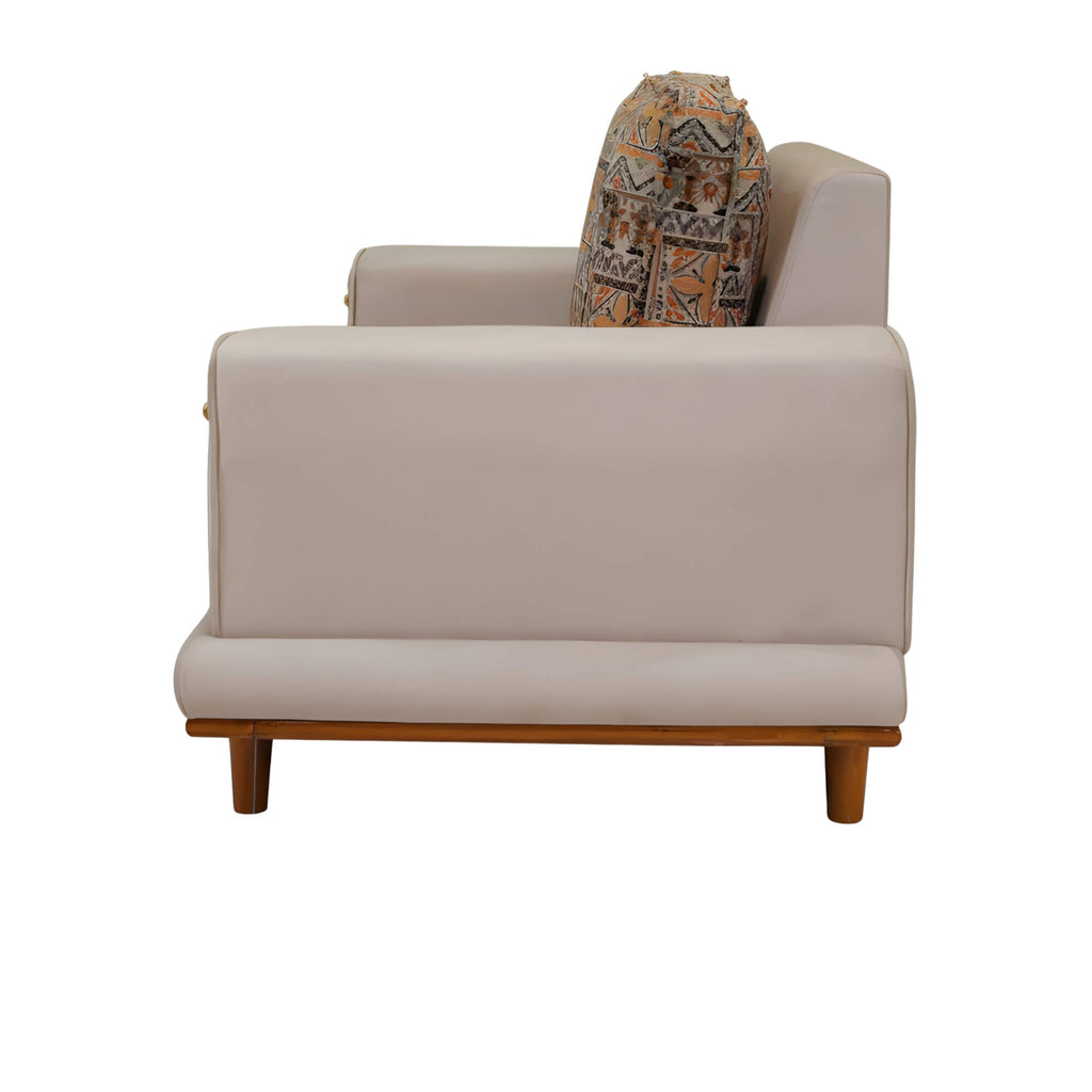 Lavish 2 Seater Sofa’s sleek structure, supportive backrest and compact space-saving design is exhibited.