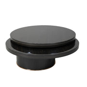 N302A Coffee Table showcases the glossy sheen of its circular tiers shifted out to expand the tabletop surface