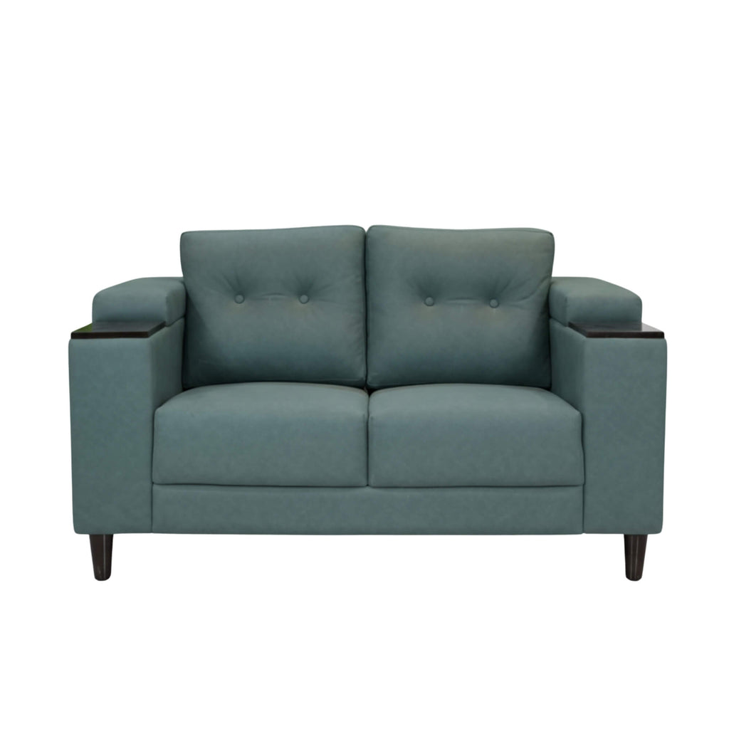 Pacific 2-seater fabric sofa’s front view with soft cushioned seating
