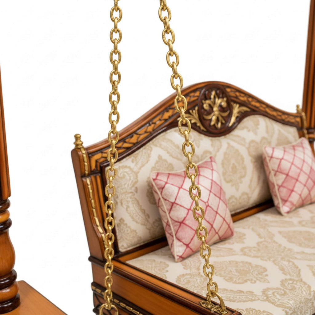Gold chain view near headboard on swing | qivly:v1:h:910ce98de2e15de79d1fddfdf53cb688