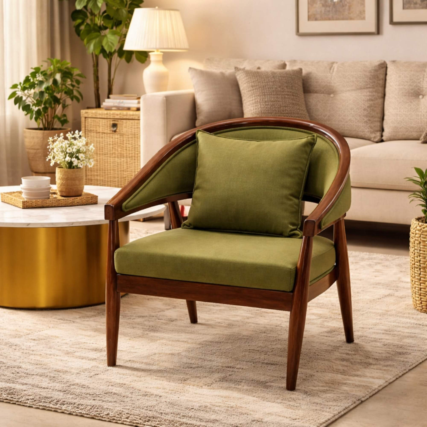 Cobb Lobby Chair – Cotton Fabric & Suede Finish