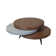 HJ70 Coffee Table depicts grey tiers swiveled outward to expand the surface area 