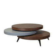 HJ70 Coffee Table depicts the tiered stair-step effect and swiveled configuration