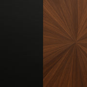 HT38 Coffee Table Set of 2 promotes seamless edge connection where the raised walnut tabletop overlaps the lower black table surface.
