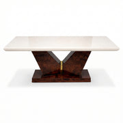 Crag marble dining table, front view