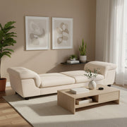 Elton Divider in beige suede fabric supported by solid wood & plywood construction| Krishna Furniture.
