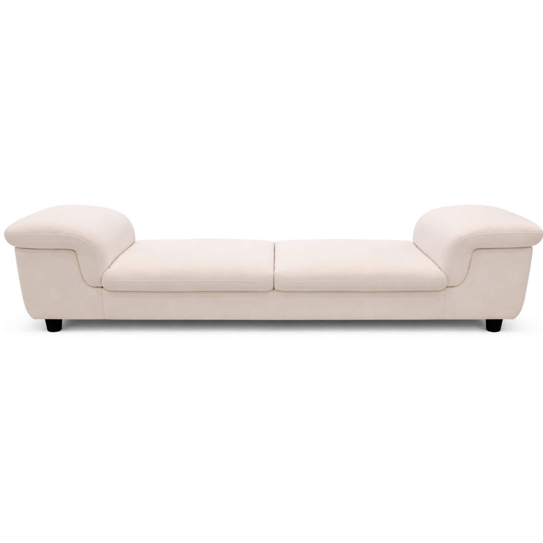Elton Divider showcases rolled armrests on both ends and small black block legs.