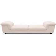 Elton Divider showcases rolled armrests on both ends and small black block legs.