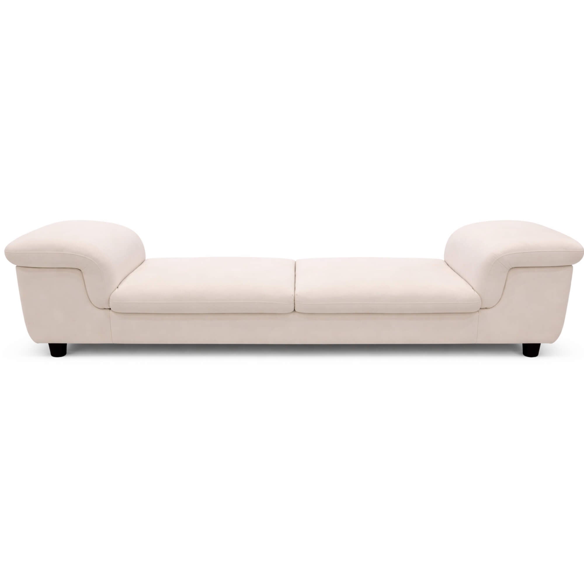 Elton Divider showcases rolled armrests on both ends and small black block legs.