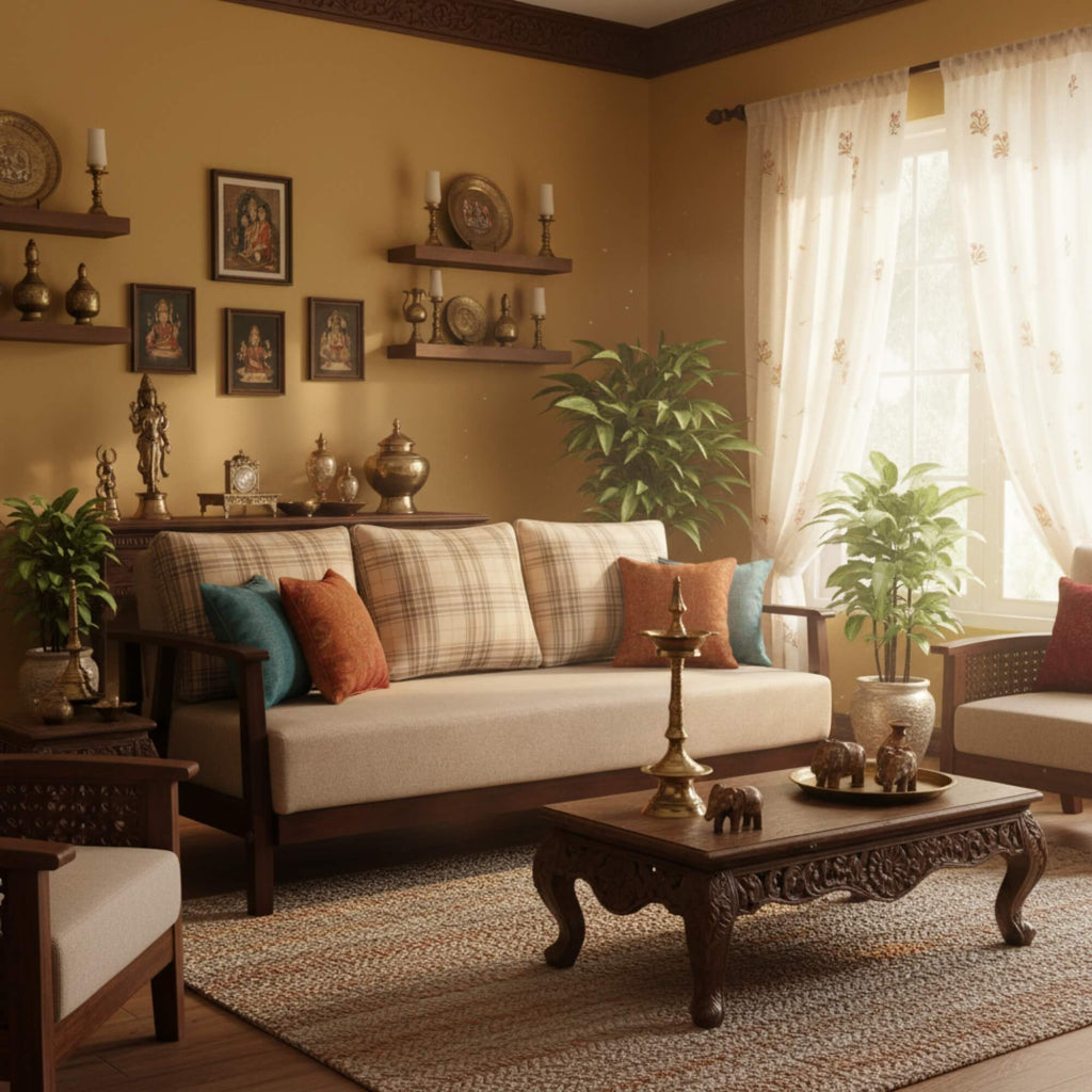 Krishna Furniture Best Gemini 3-Seater Sofa- Sustainable Jute Fabric