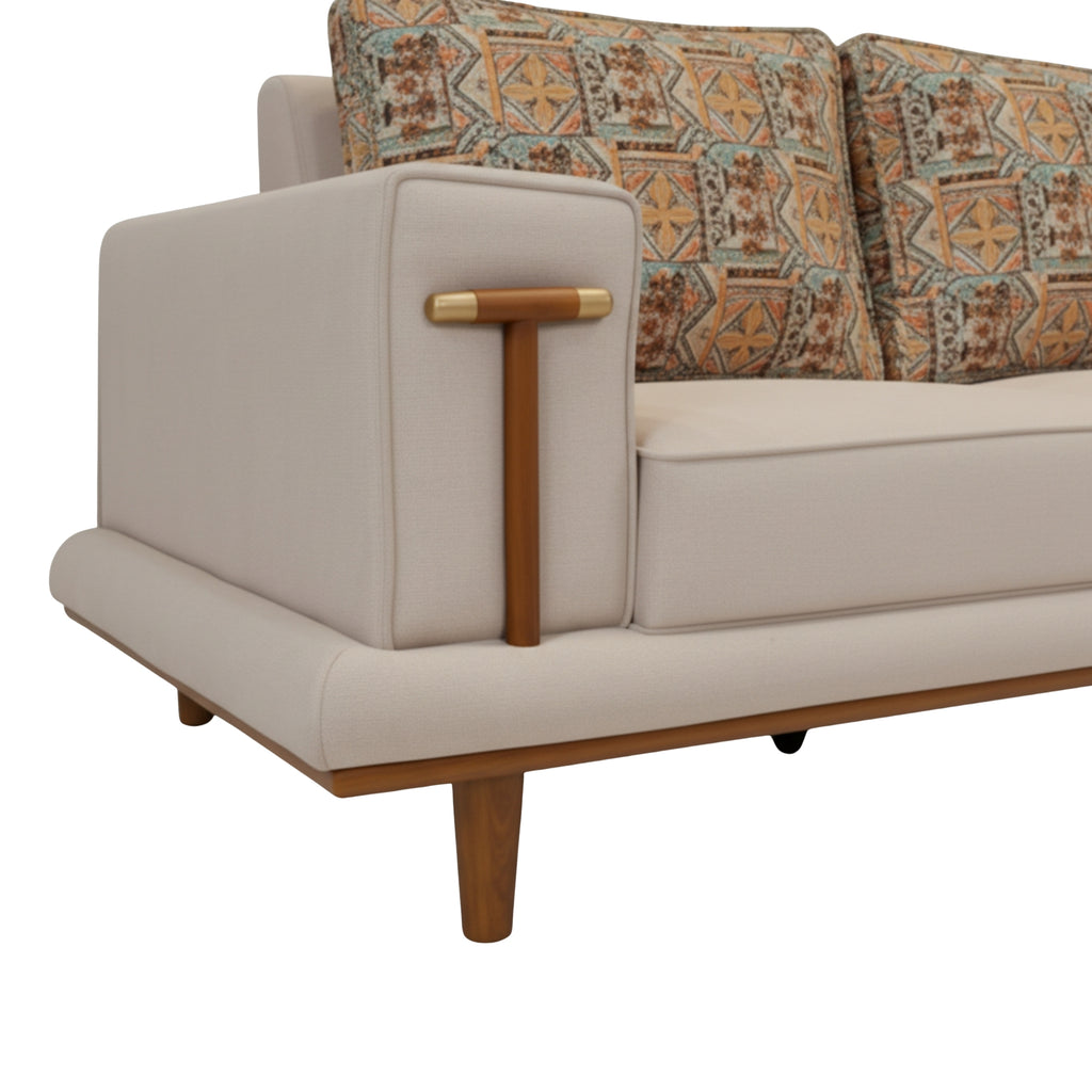 Lavish 3 Seater Sofa’s armrest, seat cushioning and tapered wooden leg design offers contemporary appeal.