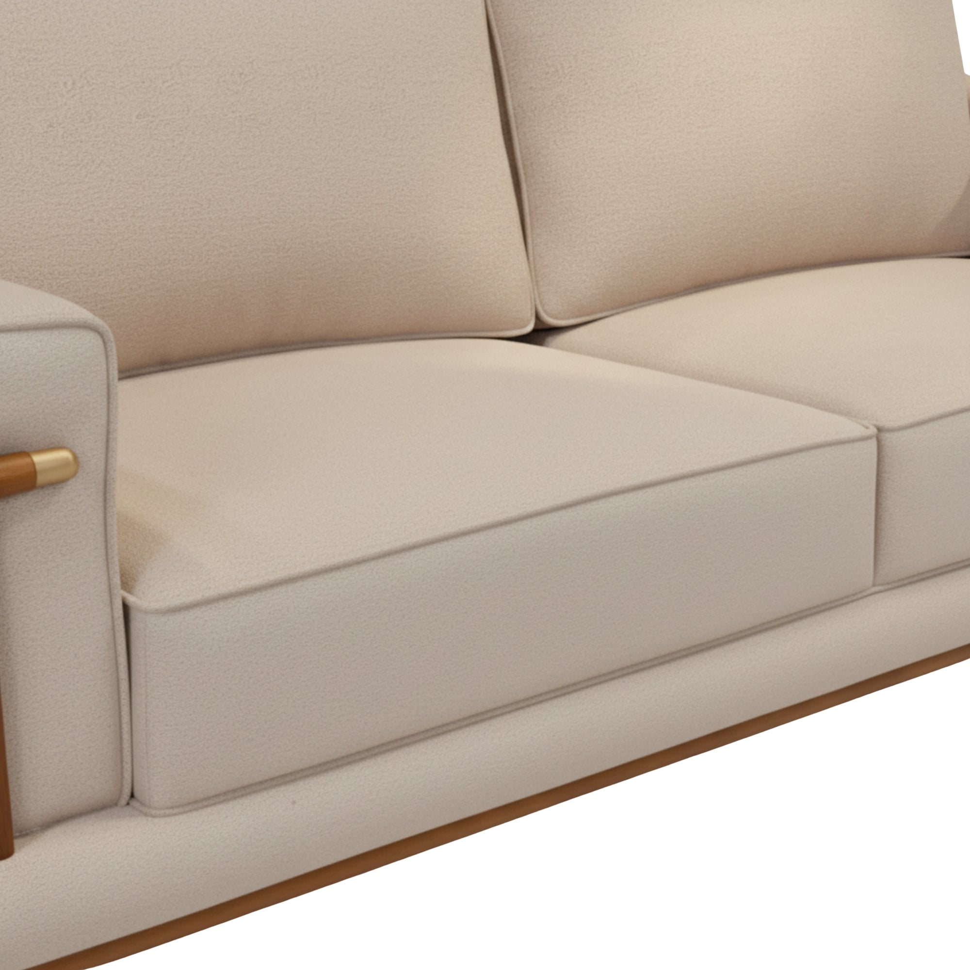 Lavish 3 Seater Sofa’s smooth fabric upholstery with softly rounded edges is depicted
