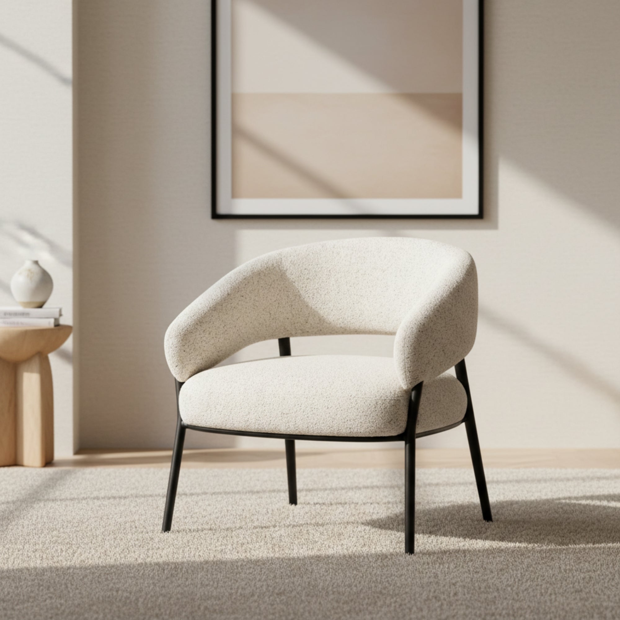 Modern Beige Leisure Chair Fabric