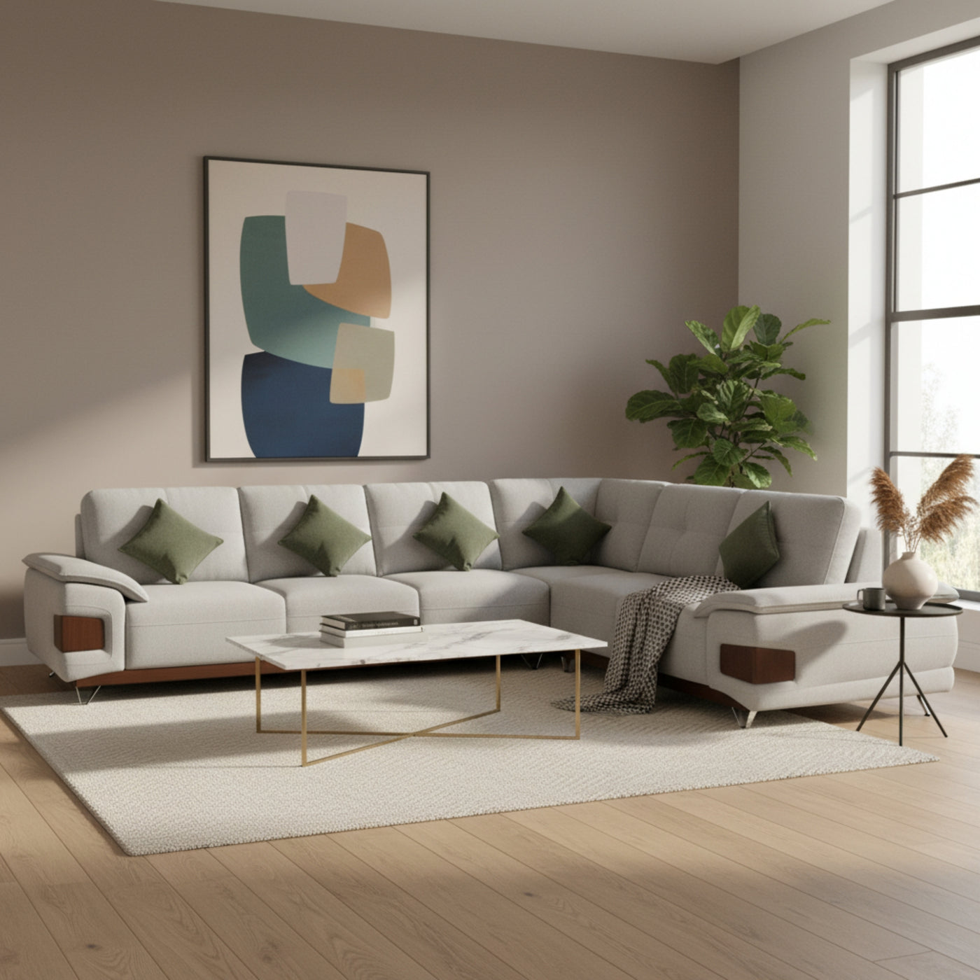 Noir L Shaped Sofa – Modern Comfort in Suede